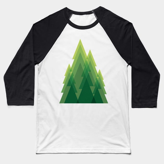 Geometric green trees Baseball T-Shirt by yanmos